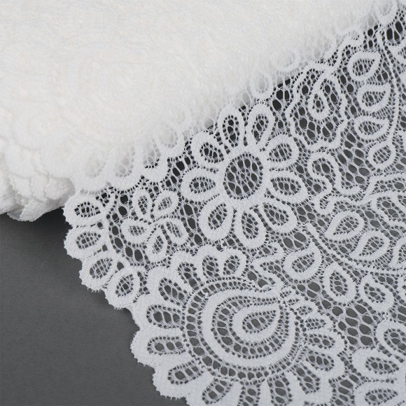 Кружево-стрейч KRUZHEVO арт.TBY.YSTL00839 шир.205мм цв.004 сумрачно-белый уп.25м