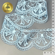 Кружево на сетке KRUZHEVO матовая нить с бантиками арт.TBY.635 шир.60мм цв.B1515 голубой уп.13,71м