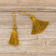 183431_Кисть декоративная на шнуре, длина 60 мм, цвет ярко-коричневый