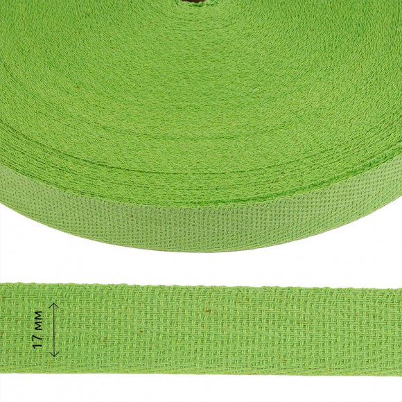Тесьма киперная 17 мм хлопок 1,8г/см арт.12.2С-256К.17.015 цв.салатовый уп.50м