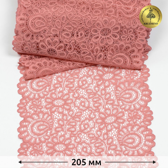 Кружево-стрейч KRUZHEVO арт.TBY.YSTL00839 шир.205мм цв.154 розовая пудра уп.25м