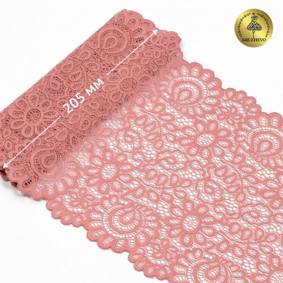 Кружево-стрейч KRUZHEVO арт.TBY.YSTL00839 шир.205мм цв.154 розовая пудра уп.25м