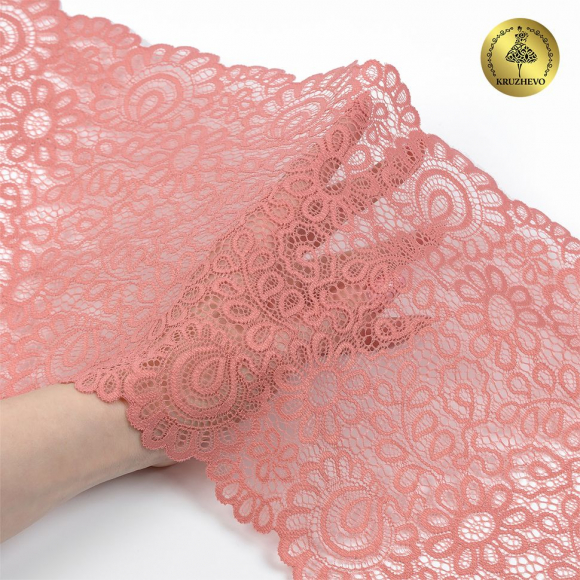Кружево-стрейч KRUZHEVO арт.TBY.YSTL00839 шир.205мм цв.154 розовая пудра уп.25м