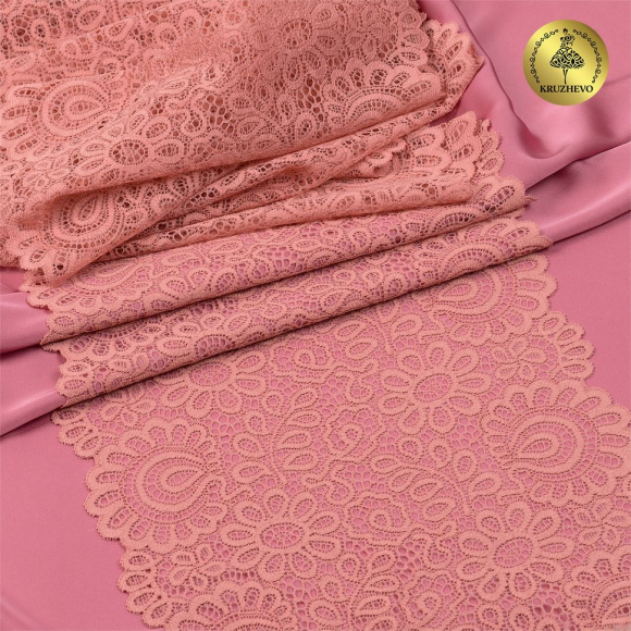Кружево-стрейч KRUZHEVO арт.TBY.YSTL00839 шир.205мм цв.154 розовая пудра уп.25м