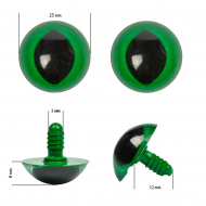 Глаза винтовые кошачьи TBY 25мм цв.зеленый (без заглушек) уп.200шт