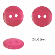 Пуговицы пластик арт.TBY.377.15.PP цв.розовый перламутр, 24L-15мм, 2 прокола, 200шт