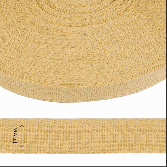 Тесьма киперная 17 мм хлопок 1,8г/см арт.12.2С-256К.17.068 цв.св.бежевый уп.50м