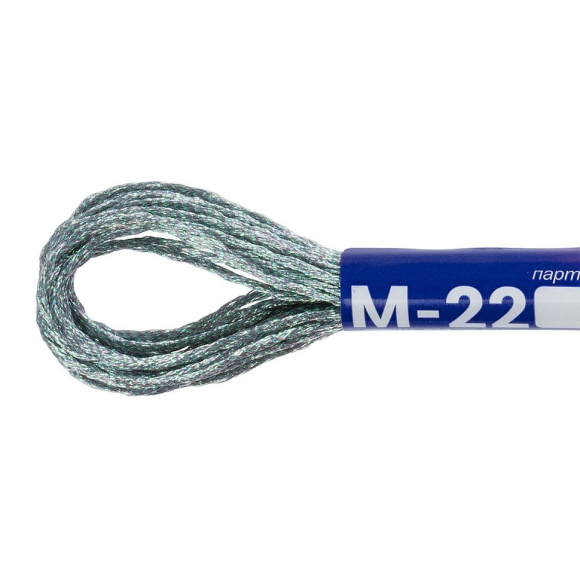 Нитки для вышивания Gamma мулине NM металлик 100% полиэстер 12 x 8 м цв.М-22 серебряный
