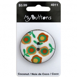 88182_Пуговица My Buttons - Coconut "White Flowers"