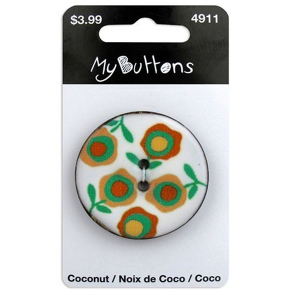 Пуговица My Buttons - Coconut "White Flowers"
