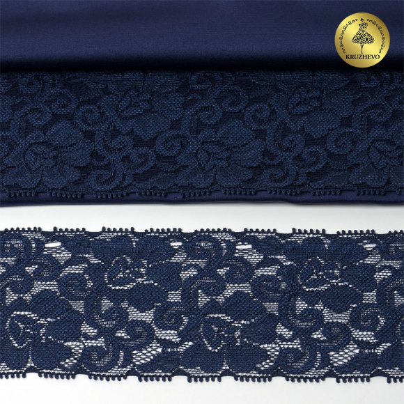 Кружево-стрейч KRUZHEVO арт.TBY.L840 шир.65мм цв.S919 синий сапфир уп.25м