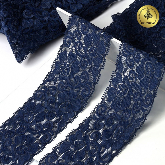 Кружево-стрейч KRUZHEVO арт.TBY.L840 шир.65мм цв.S919 синий сапфир уп.25м