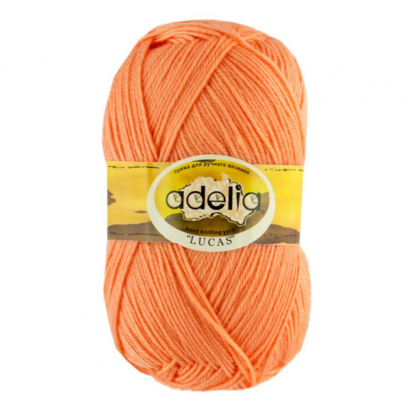 Пряжа ADELIA LUCAS (70% шерсть, 30% акрил) 5х100г/218м цв.23 св.оранжевый