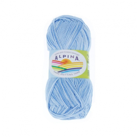 Пряжа ALPINA HOLLY MELANGE (100% мерсеризованный хлопок) 10х50г/200м цв.06 голубой/т.голубой