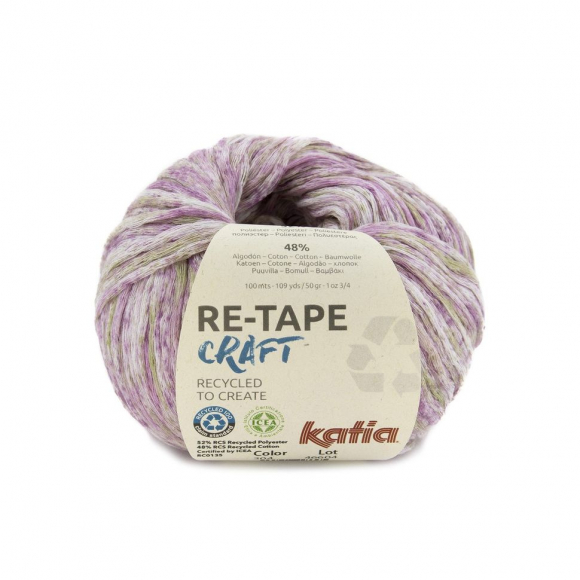 180098_Пряжа Re-Tape Craft, 50% переработанный хлопок, 50% переработанный полиэстер, 50 г, 100 м
