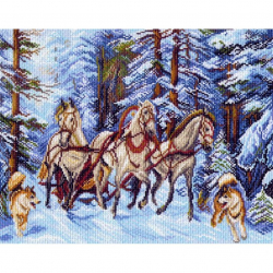 Рисунок на канве МАТРЕНИН ПОСАД арт.37х49 - 1503 Мчится тройка