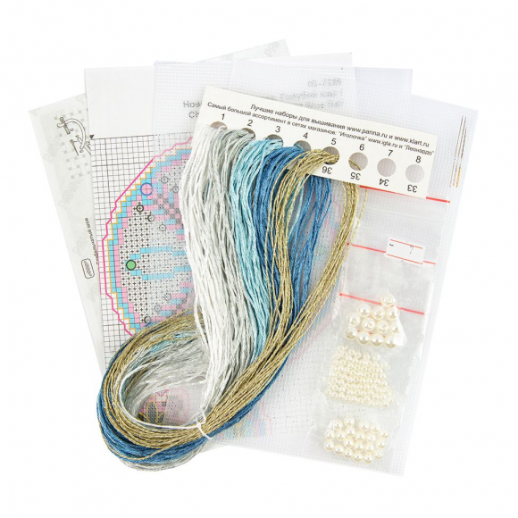 Набор для вышивания PANNA арт. IG-7299 Новогодняя игрушка. Голубой шар 8,5x8,5 см