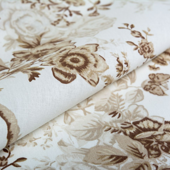 Ткань ранфорс Розы моно, арт.WH 9935-v21, 130г/м?,100% хлопок, шир.240см, цв.бежевый, уп.3м Ткань ранфорс Розы моно, арт.WH 9935-v21, 130г/м?,100% хлопок, шир.240см, цв.бежевый, уп.3м