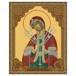Картина 5D мозаика с нанесенной рамкой Molly арт.KM0797 Семистрельная Божия Матерь (13 цветов) 40х50 см
