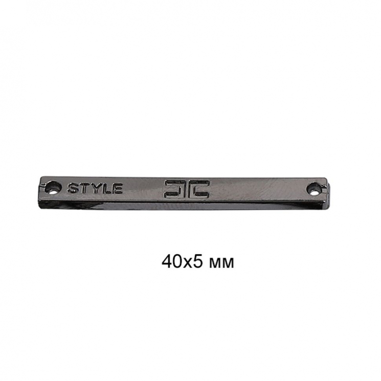 Лэйбл металлический Style арт.TBY.8882 40х5мм цв.никель черный уп.50шт