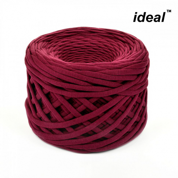 Пряжа Ideal трикотажная лицевая 100м, 350-380 г, ширина 7-9мм цв. марсала