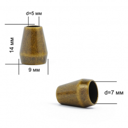 Наконечник для шнура металл TBY OR.0305-5349 (13.5х8.5мм) цв.бронза уп. 100шт