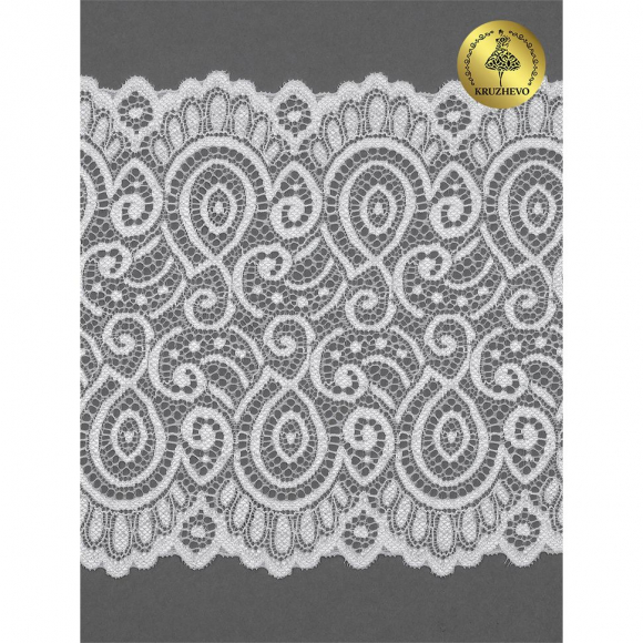 Кружево-стрейч KRUZHEVO арт.TBY.L1351 шир.180мм цв.004 сумрачный белый уп.25м