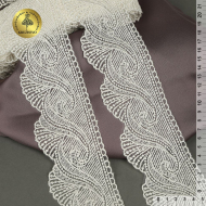 Кружево на сетке KRUZHEVO арт.TR.2107 шир.100мм цв.004 сумрачно-белый уп.13,5м