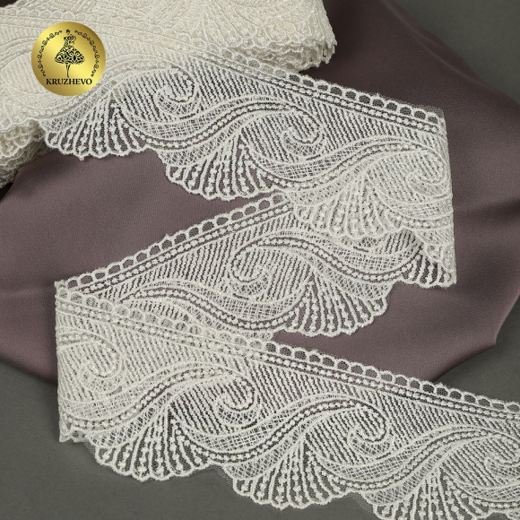 Кружево на сетке KRUZHEVO арт.TR.2107 шир.100мм цв.004 сумрачно-белый уп.13,5м Кружево на сетке KRUZHEVO арт.TR.2107 шир.100мм цв.004 сумрачно-белый уп.13,5м