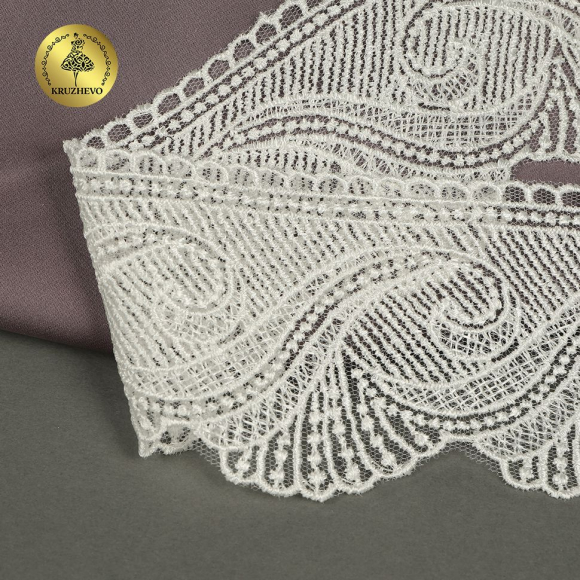 Кружево на сетке KRUZHEVO арт.TR.2107 шир.100мм цв.004 сумрачно-белый уп.13,5м Кружево на сетке KRUZHEVO арт.TR.2107 шир.100мм цв.004 сумрачно-белый уп.13,5м