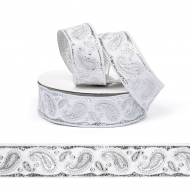 Лента (тесьма) жаккардовая арт.VB.1082214 шир. 22мм цв.белый/серый уп.10 м