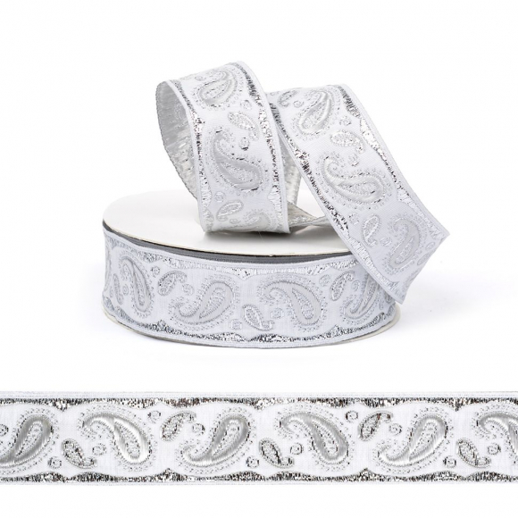 Лента (тесьма) жаккардовая арт.VB.1082214 шир. 22мм цв.белый/серый уп.10 м