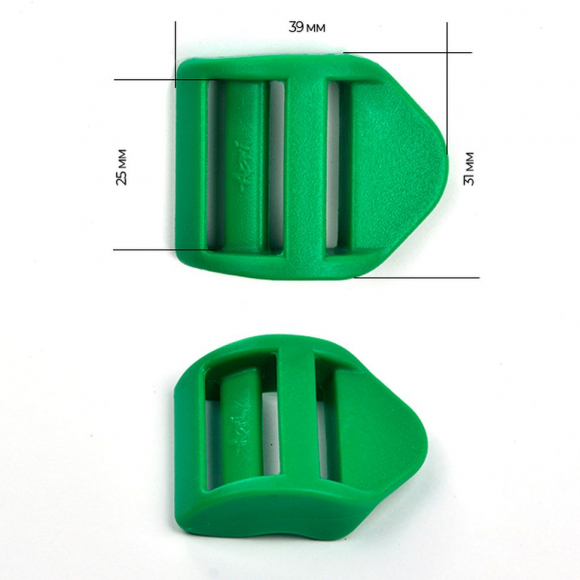 Пряжка регулятор трехщелевая силовая 25мм LS25А цв.зеленый нагрузка 100 кг уп.100 шт