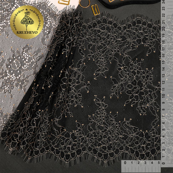 Кружево реснички KRUZHEVO арт.TBY 75225 шир.220мм цв.черный/беж уп.3м Кружево реснички KRUZHEVO арт.TBY 75225 шир.220мм цв.черный/беж уп.3м