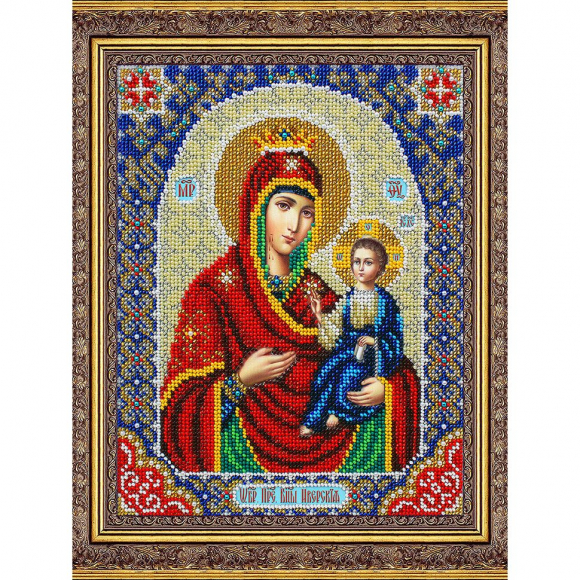 Набор для вышивания бисером ПАУТИНКА арт.Б-1093 Пр.Богородица Иверская 20х25 см