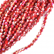 Бусины граненые Биконус (стекло) на нитях арт.TBY-K-2  6х6мм отвер.1,5мм цв.68 AB бордо уп.100х50 бусин