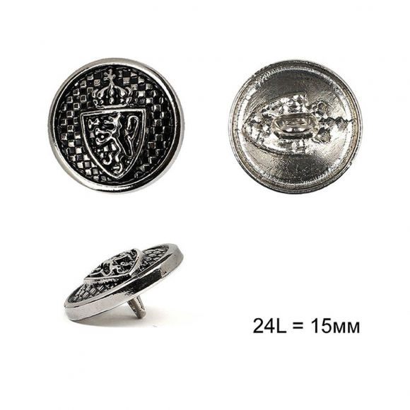 Пуговицы металлические С-ME341 цв.серебро 24L-15мм, на ножке, 24шт