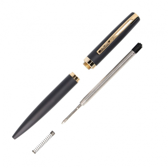 189669_Ручка шариковая "Eleganza" с черным стержнем, толщина линии M, 0.5 мм, корпус черный с золотом