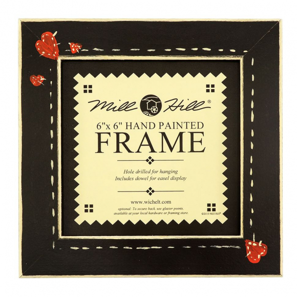 119907_Рамка деревянная "Сердца" цвет черный матовый с ручной росписью