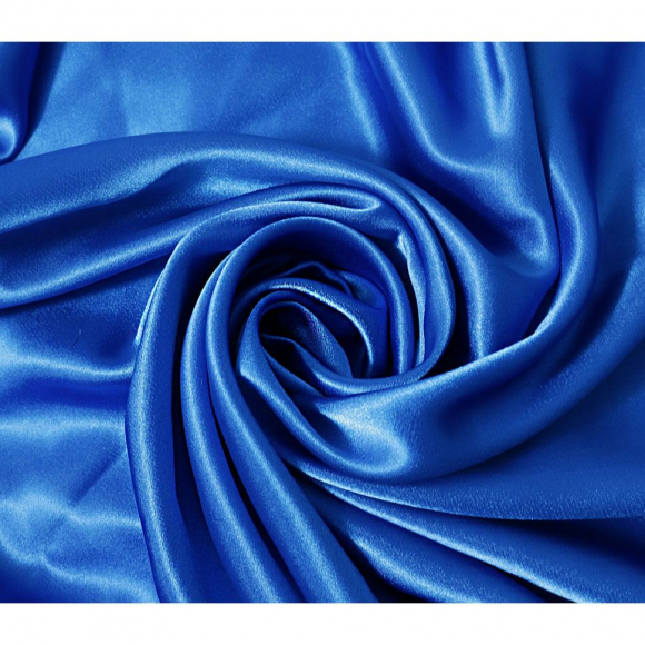 Ткань атлас стрейч 95 г/м? 97% полиэстер, 3% спандекс шир.150 см арт.Р.11315.14 цв.14 синий уп.25м