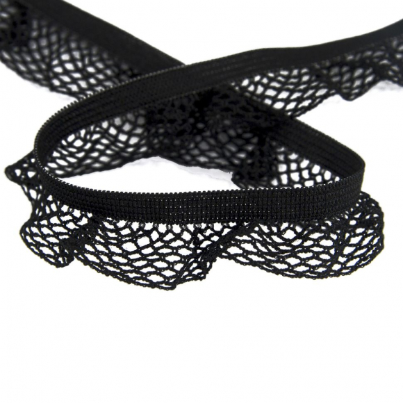 33128_Рюш эластичный PEGA, цвет черный, 17 мм