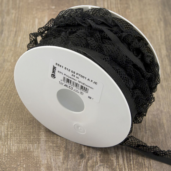 33128_Рюш эластичный PEGA, цвет черный, 17 мм