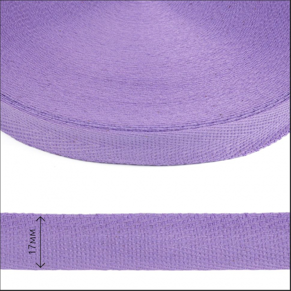 Тесьма киперная 17 мм хлопок 1,8г/см арт.12.2С-256К.17.017 цв.сиреневый уп.50м