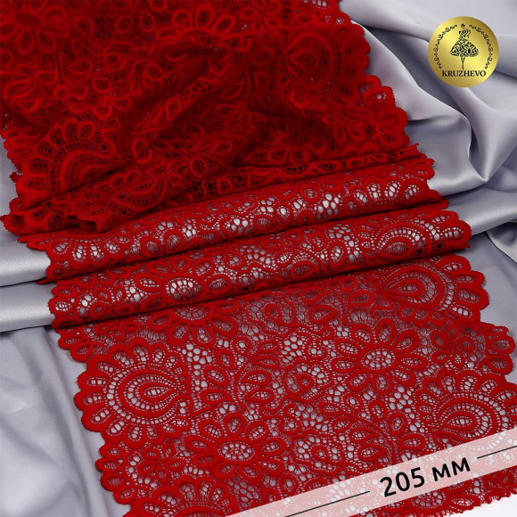 Кружево-стрейч KRUZHEVO арт.TBY.YSTL00839 шир.205мм цв.101 темно-красный уп.25м