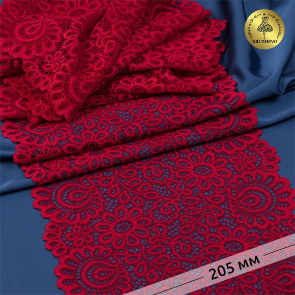 Кружево-стрейч KRUZHEVO арт.TBY.YSTL00839 шир.205мм цв.101 темно-красный уп.25м
