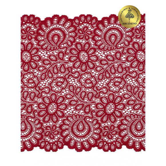 Кружево-стрейч KRUZHEVO арт.TBY.YSTL00839 шир.205мм цв.101 темно-красный уп.25м