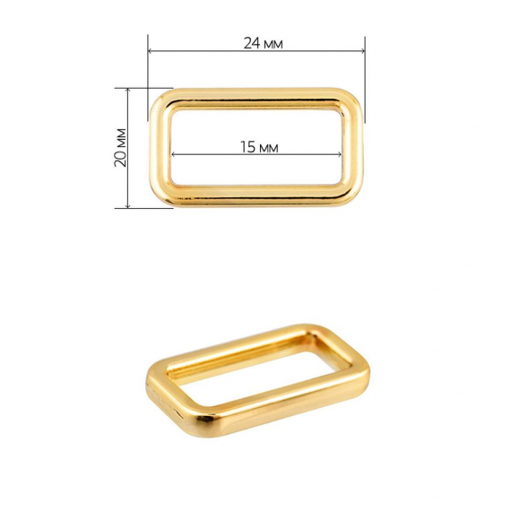 Рамка металл прямоугольная TBY-051501 24х20мм (внутр. 15мм) цв. золото уп. 10шт