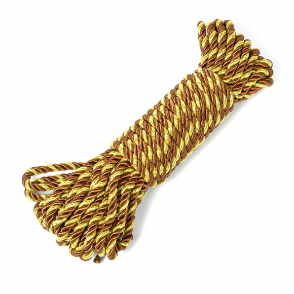 Шнур витой мебельный арт.SHDV132 5мм уп.10м коричневый/золото