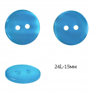 Пуговицы пластик арт.TBY.377.15.PB цв.голубой перламутр, 24L-15мм, 2 прокола, 200шт