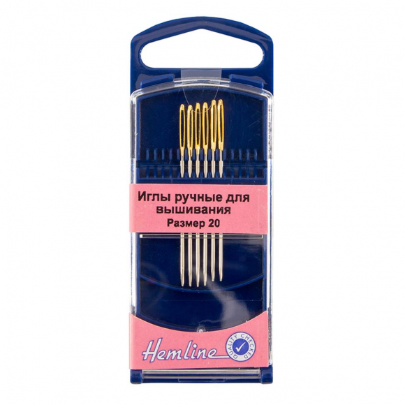 68917_Иглы для вышивания с закруглённым кончиком в пластиковом контейнере №20, 6 шт